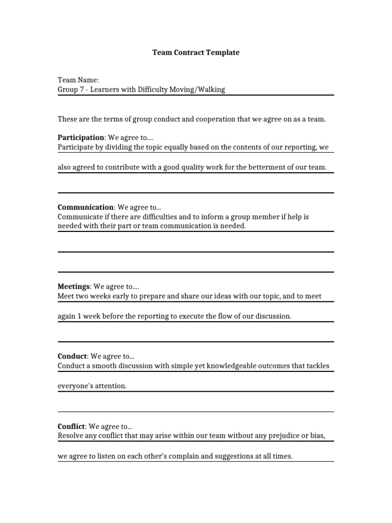 Team Contract Template | PDF