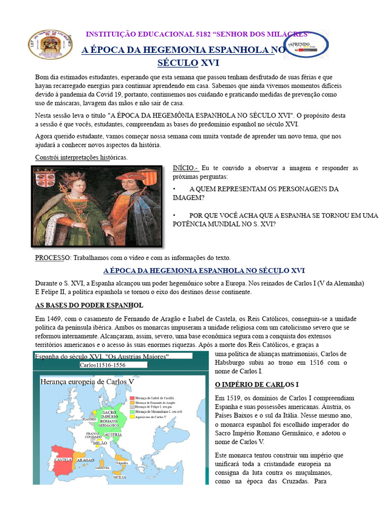 Hegemonia Espanhola no Século XVI | PDF | Sagrado Império Romano | Espanha