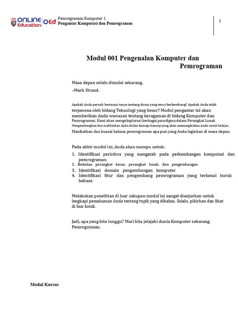 Pengenalan Dasar Pemrograman Komputer | PDF