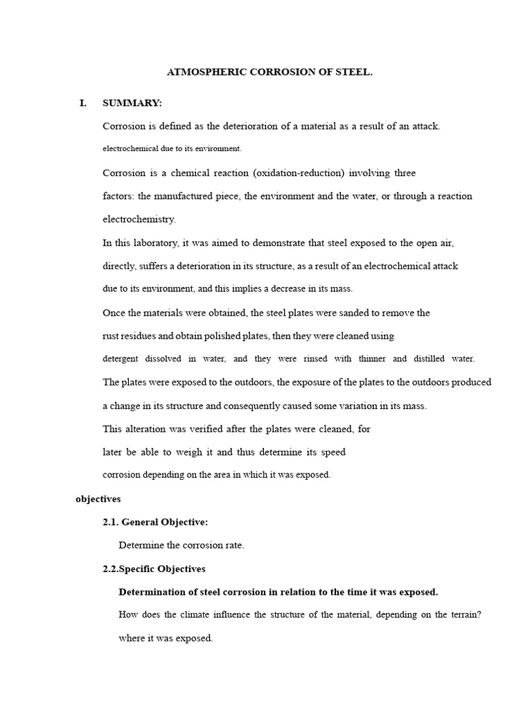 Atmospheric Corrosion of Steel Explained | PDF | Corrosion | Stainless ...