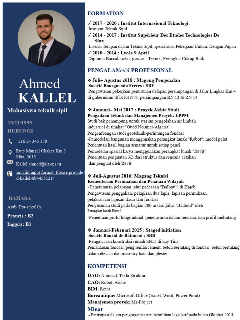 Profil Teknik Sipil Ahmed Kallel | PDF