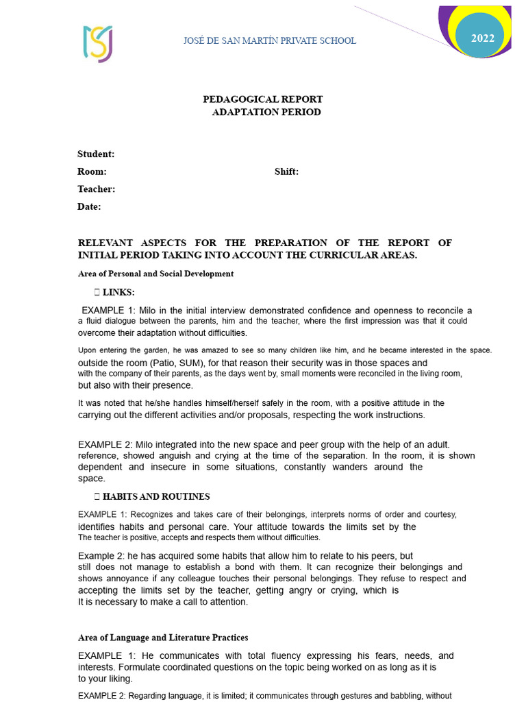 2022 Adaptation Report for Students | PDF | Teachers | Attention