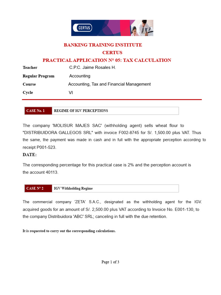 Tax Calculation Cases for Accounting Training | PDF | Tax Deduction | Taxes
