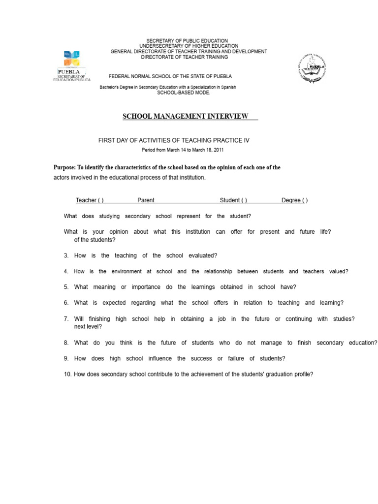 School Management Interview | PDF