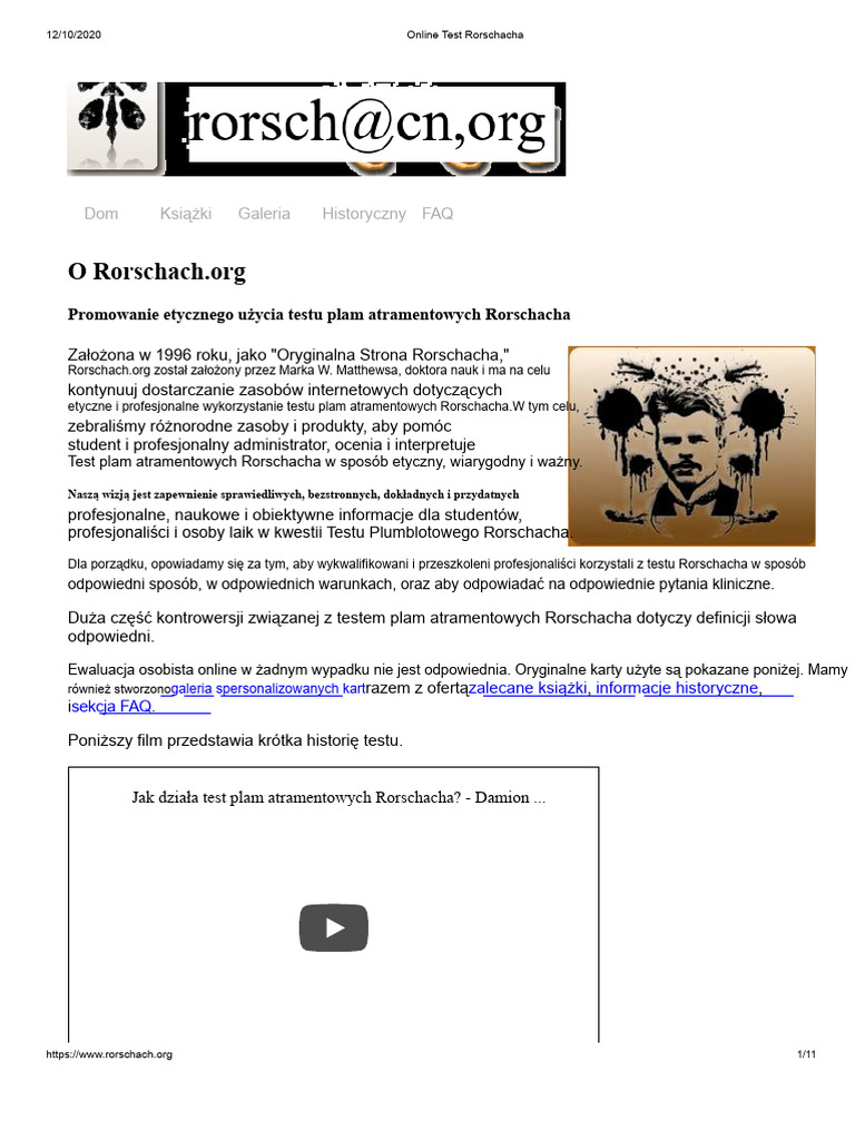 Test Plam Atramentowych Rorschacha PDF | PDF