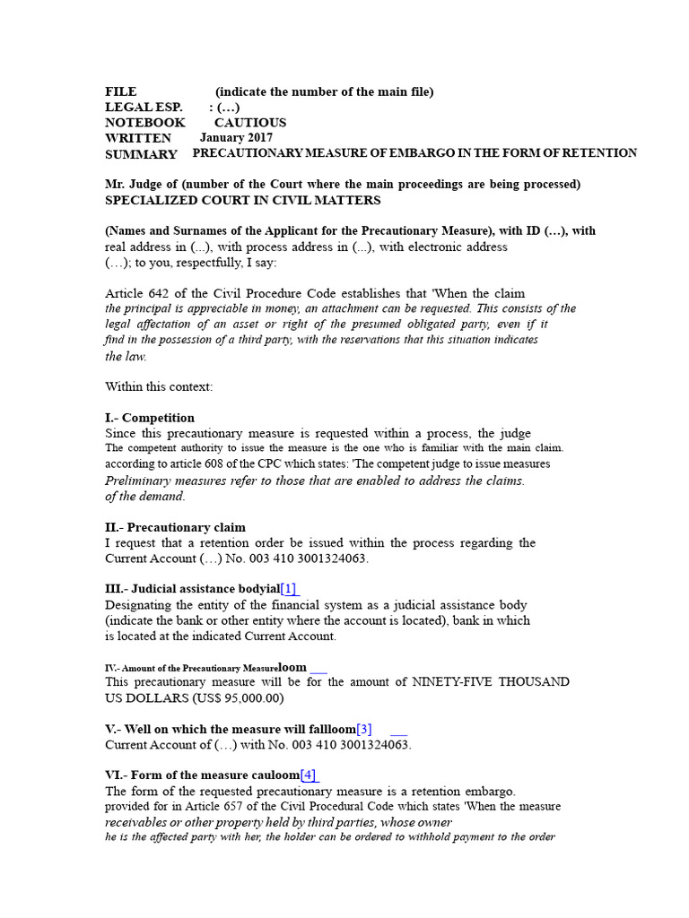 Model of Embargo Writings | PDF | Debt | Promissory Note