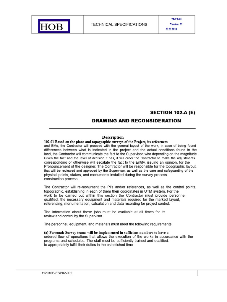 Topographic Survey Specifications for Road Construction | PDF ...