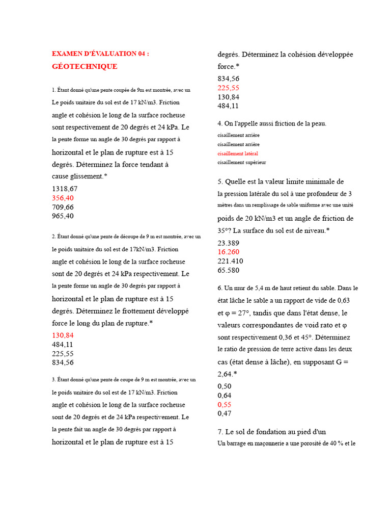 Évaluation géotechnique des sols et pentes | PDF | Génie géotechnique ...