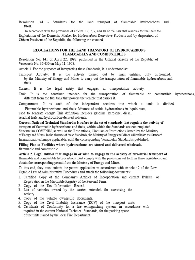 Regulations for Transporting Fuels | PDF | Vehicles | Fuels