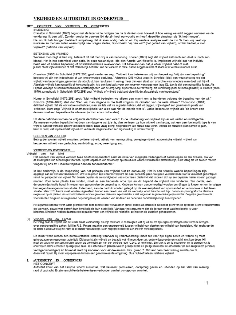 Vrijheid en Autoriteit in Het Onderwijs | PDF