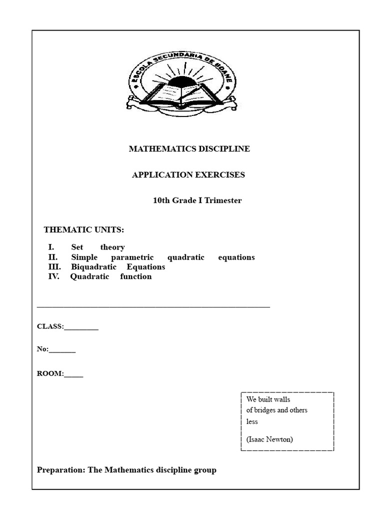 10th Grade Exercise Sheet - 1st Trimester | PDF | Function (Mathematics ...
