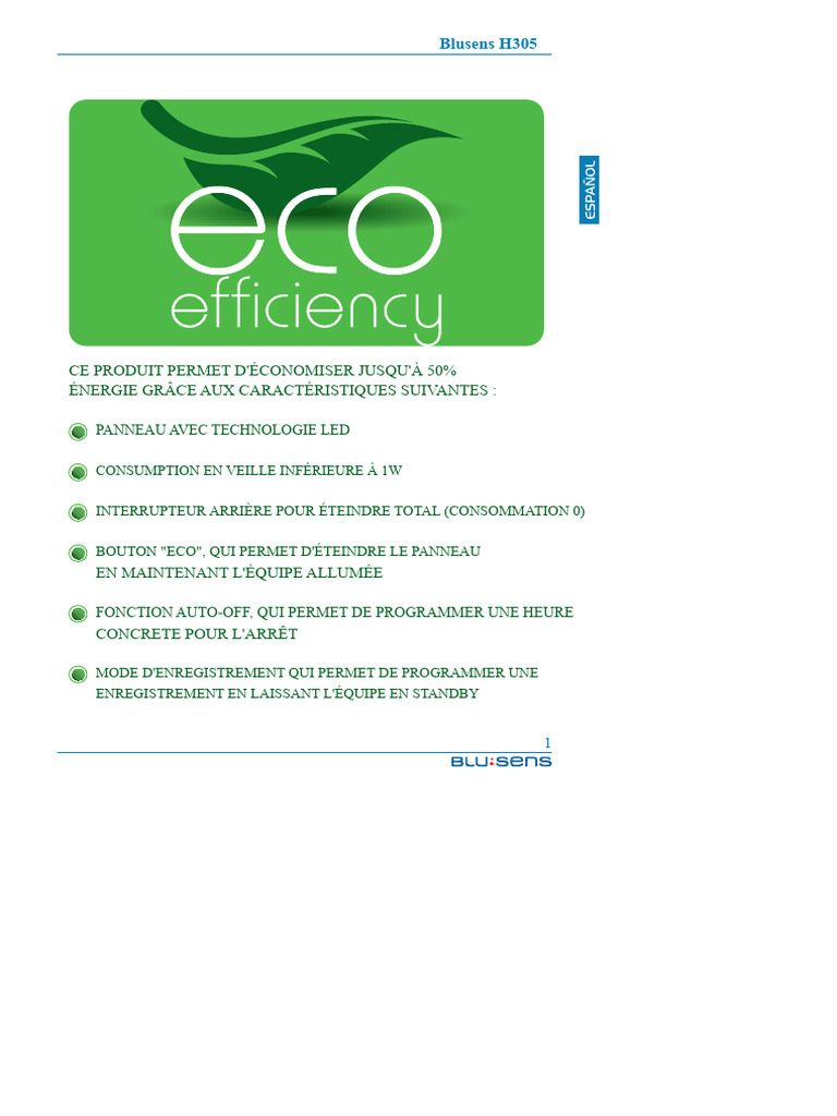 Manuel d'utilisation Blusens H305 | PDF | Connectique | USB