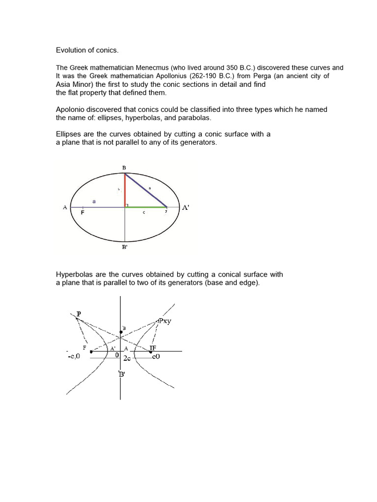 History and Types of Conic Sections | PDF | Ellipse | Classical Geometry