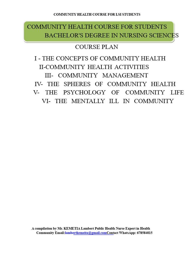Community Health Course for Nursing Students | PDF | Mental Health ...