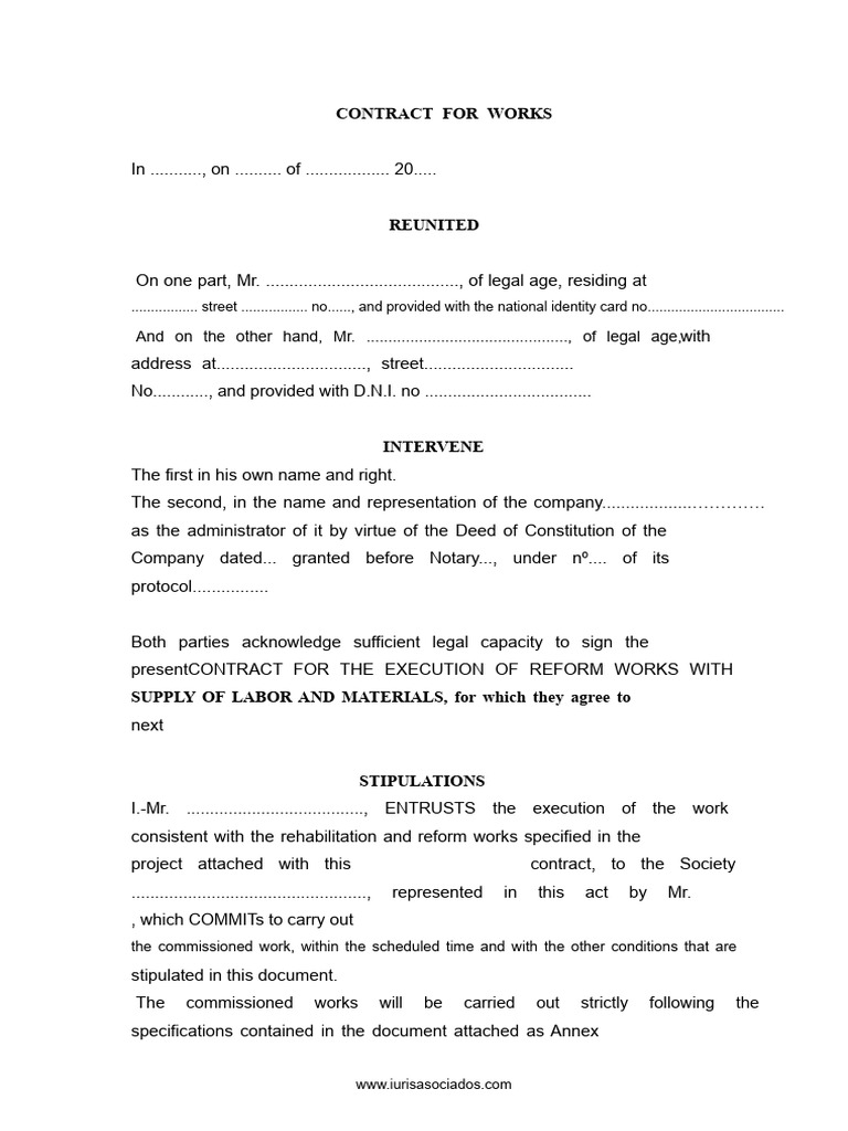 Contract for Reform Works Agreement | PDF | Private Law | Common Law