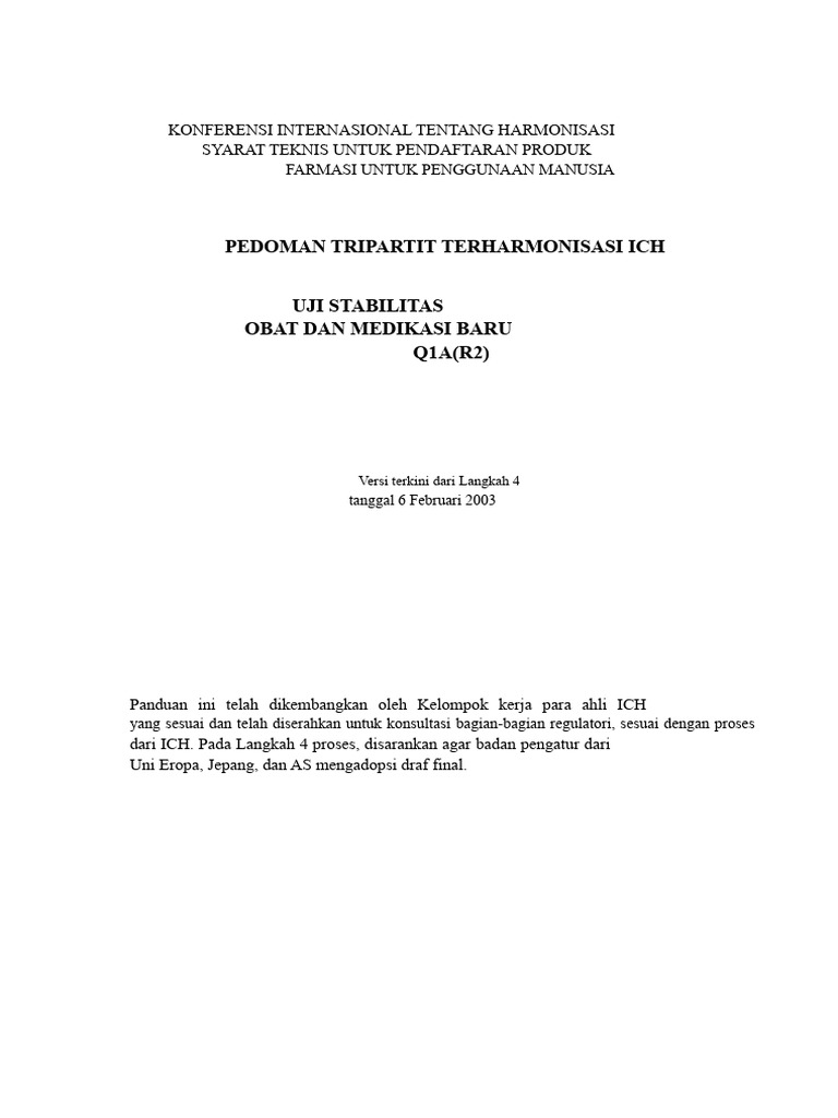Panduan Stabilitas Obat ICH Q1A(R2) | PDF