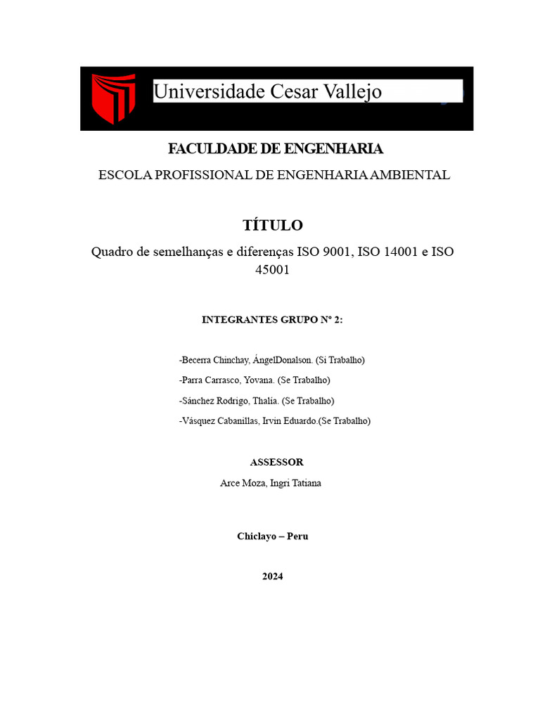 Comparação entre Normas ISO 9001, 14001 e 45001 | PDF | Business
