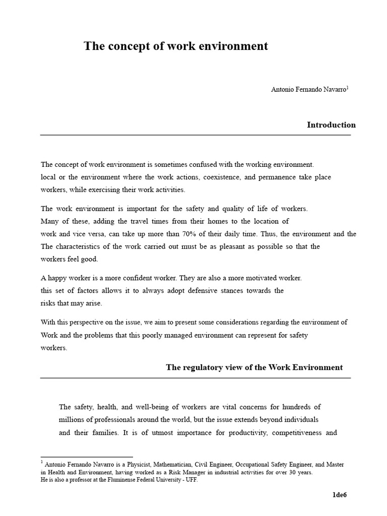 Understanding Work Environment Dynamics | PDF | Occupational Safety And ...
