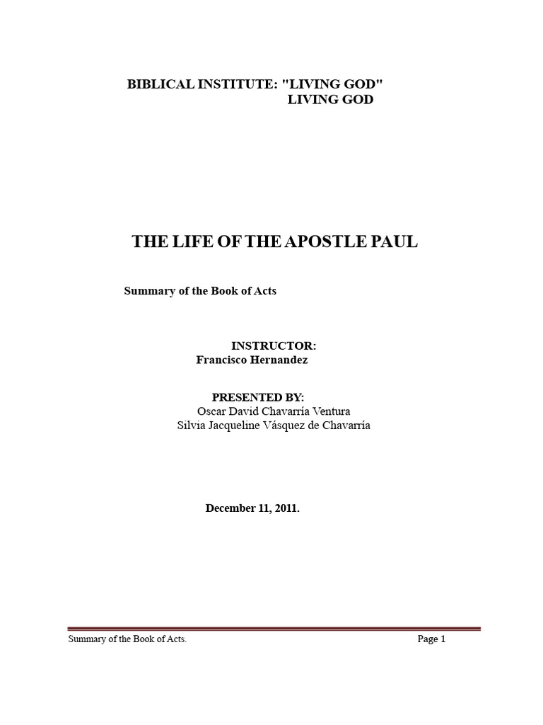 Summary of Acts: Apostle Paul's Journey | PDF | Acts Of The Apostles ...