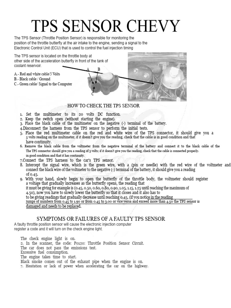 Chevy TPS Sensor Testing Guide | PDF | Throttle | Electricity