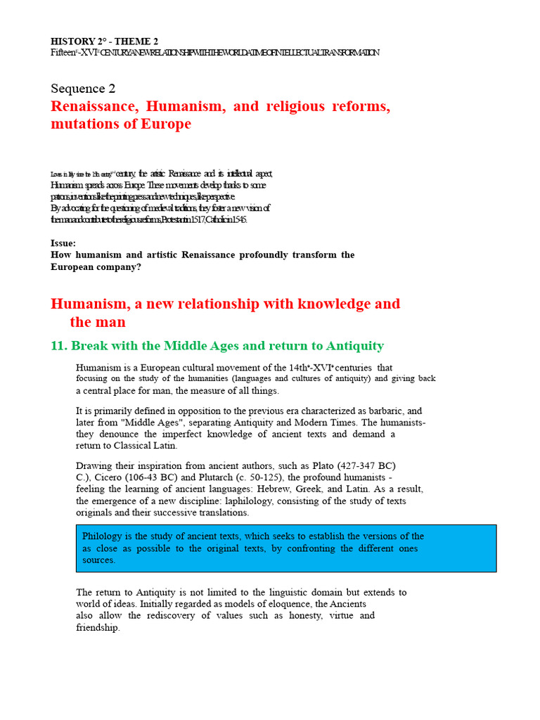 Humanism and Renaissance Impact on Europe | PDF | Protestantism ...