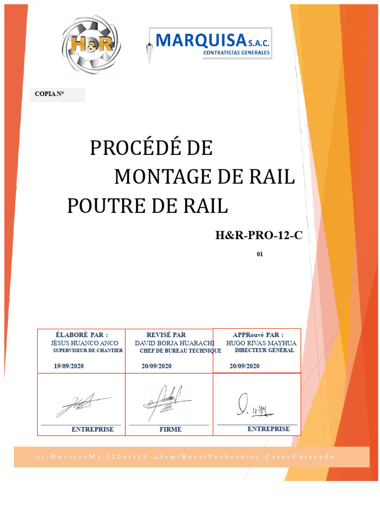 Procédure de Montage de Rail ISO 9001 | PDF | Soudage | Construction