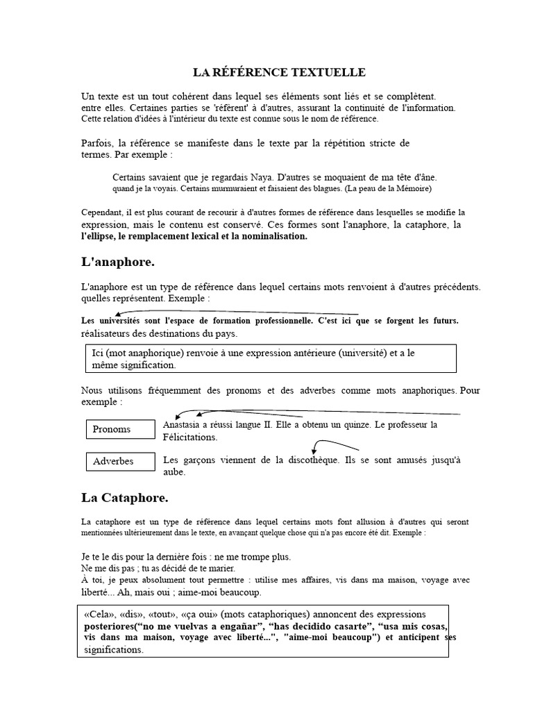 Mécanismes de référence textuelle expliqués | PDF | Unités sémantiques ...