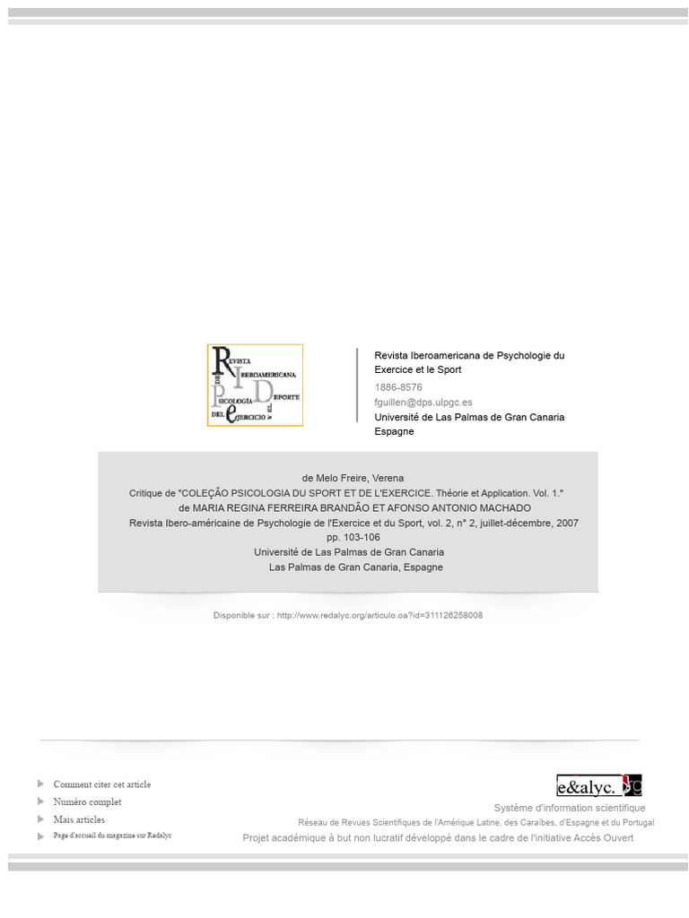 Critique de la Collection Psychologie du Sport | PDF | Psychologie ...