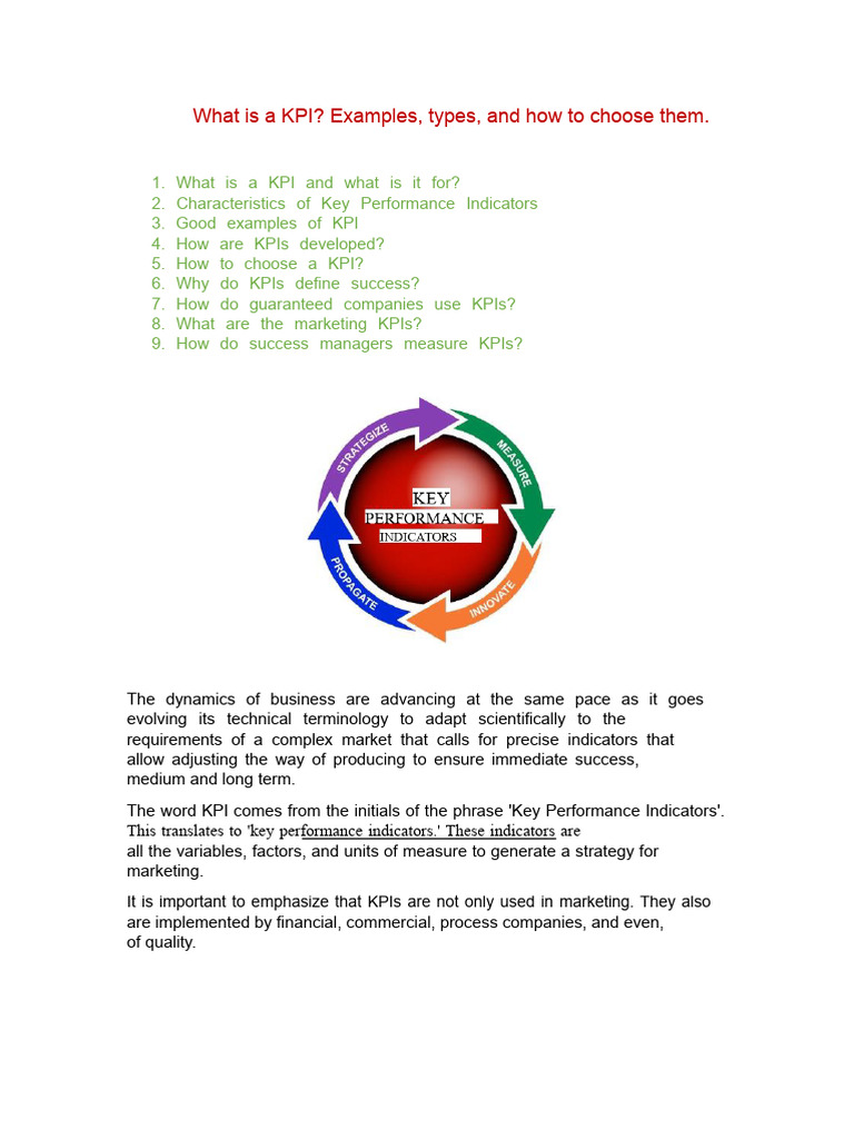 Understanding Key Performance Indicators | PDF | Performance Indicator ...