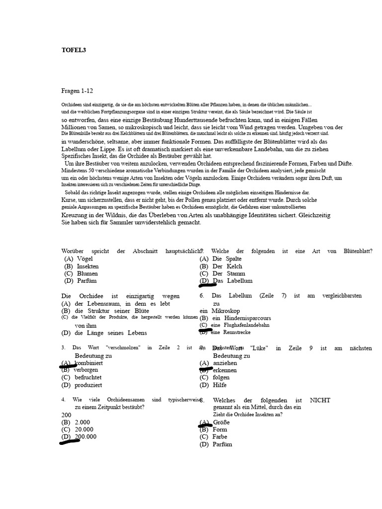 TOEFL 3 Fragen 1-12 | PDF