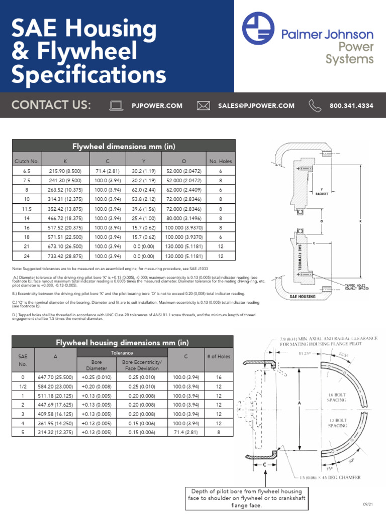 Flywheel and Housing Dimension Specs | PDF | Engineering Tolerance | Screw