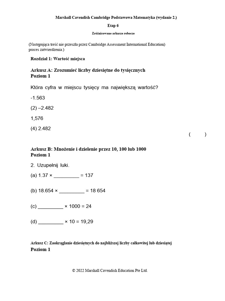 MCE Cambridge Primary Maths 2E Stage6 LWS C01+ | PDF