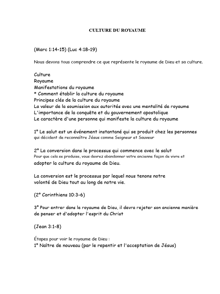 Comprendre la Culture du Royaume de Dieu | PDF | Dieu | Moïse