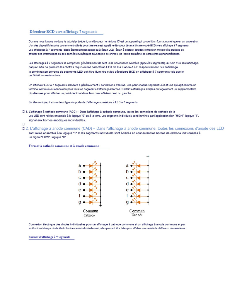 Décodeur BCD pour affichage 7 segments | PDF | Décimal codé binaire ...