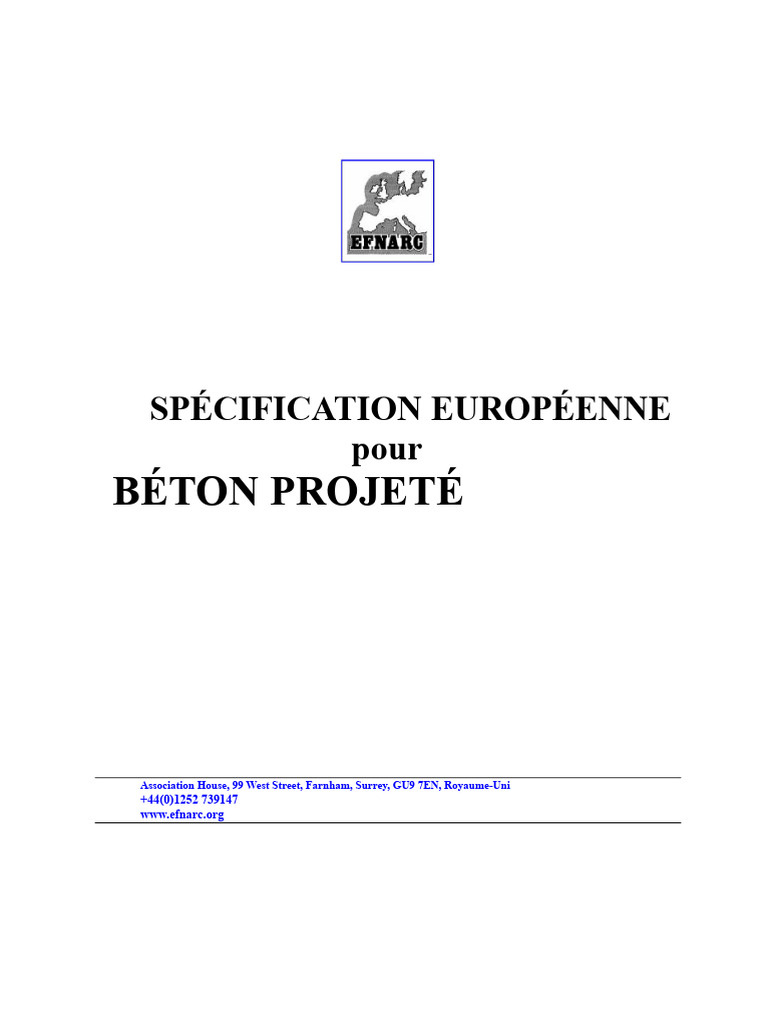Spécification Européenne du Béton Projeté | PDF | Béton | Ciment