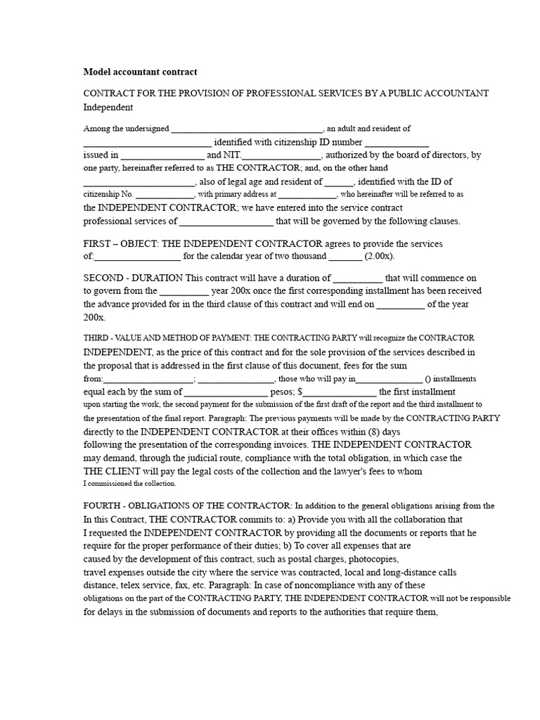 Model Accountant Contract | PDF | Business | Business Law