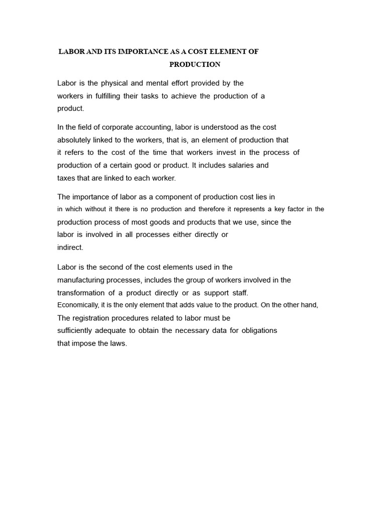 Labor Cost Classification and Control | PDF | Employment | Labour Economics