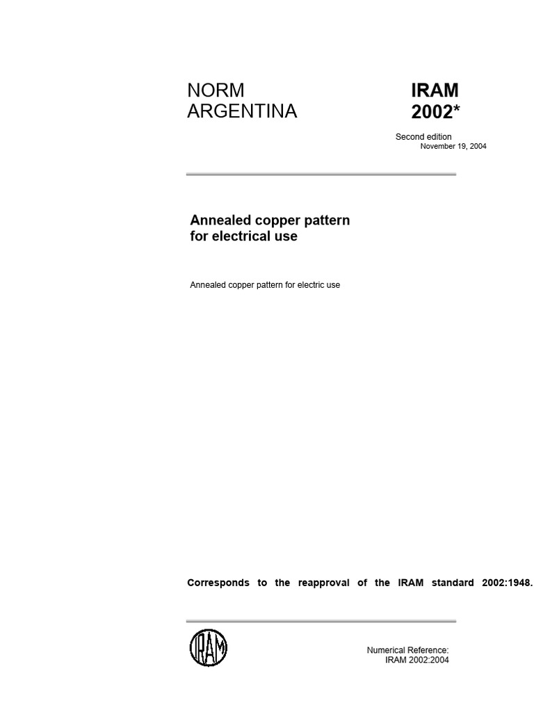 IRAM 2002:2004 Copper Standard Guide | PDF | Standardization ...