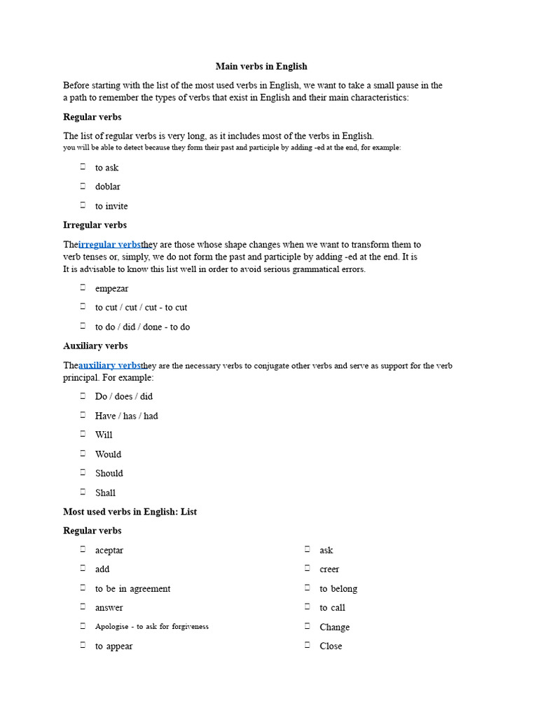 Common English Verbs Explained | PDF | Verb | English Language