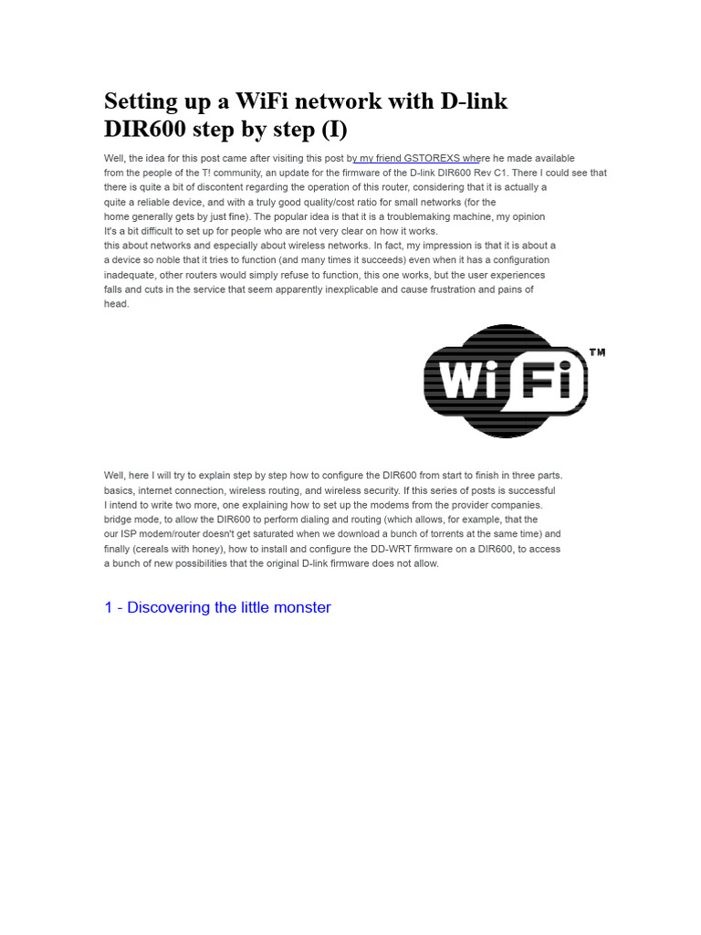 Network Configuration With DIR-600 | PDF | Computer Network | Internet ...