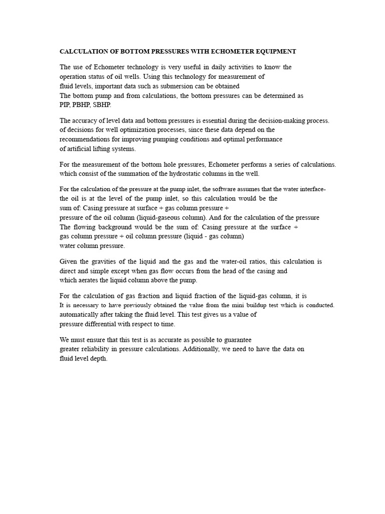 Bottom Pressure Calculation with Echometer | PDF