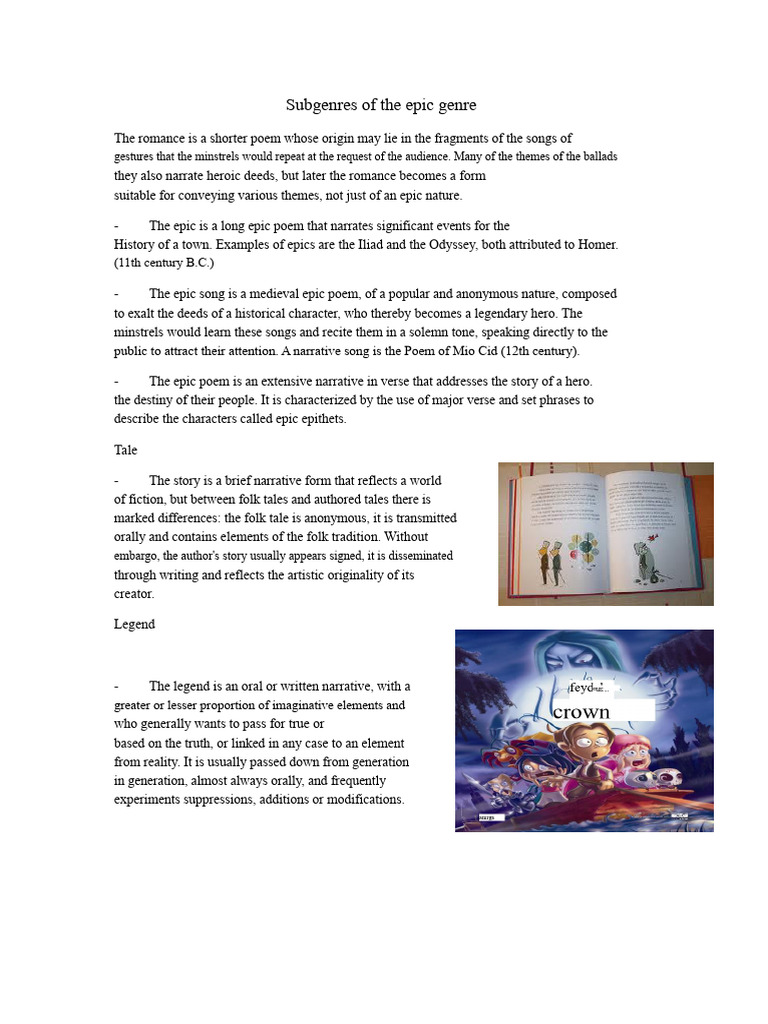 Overview of Epic Genre Subgenres | PDF | Poetry | Epic Poetry