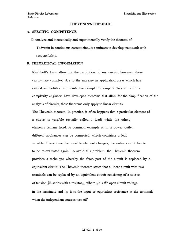 Laboratory No. 3 - Thevenin's Theorem | PDF | Electrical Network ...