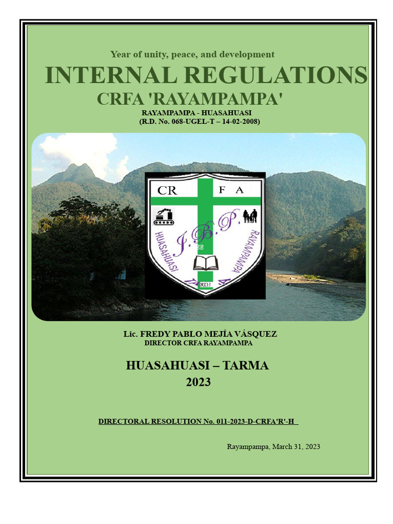 Internal Regulations of CRFA Rayampampa | PDF | Teachers | Pedagogy