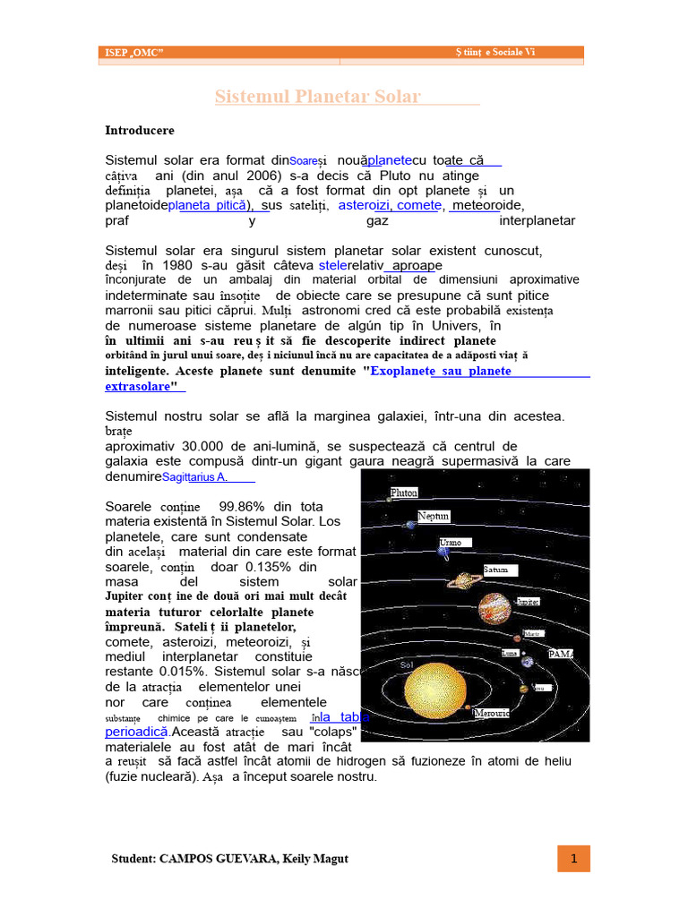 Sistemul Planetar Solar | PDF
