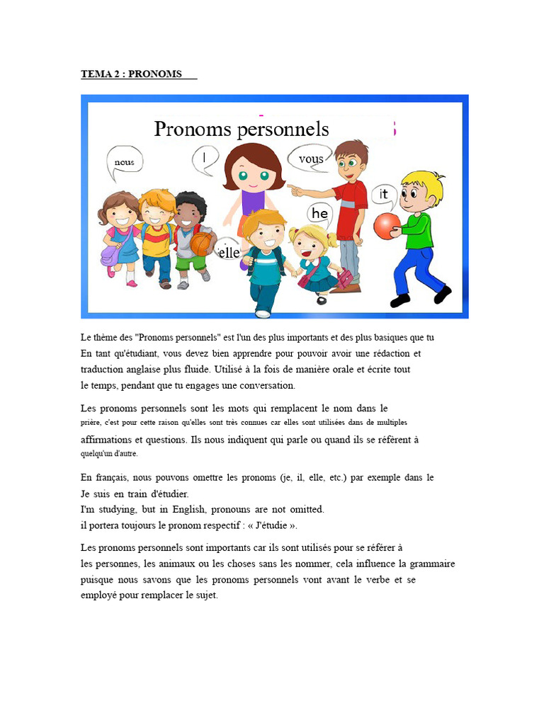 Comprendre les pronoms personnels en français | PDF | Pronom | Saturne