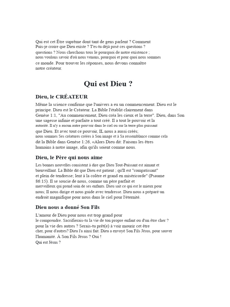 Qui est Dieu et pourquoi y croire ? | PDF | Dieu | Jésus