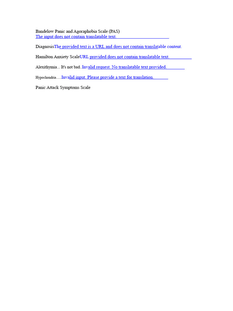 Bandelow Panic and Agoraphobia Scale | PDF