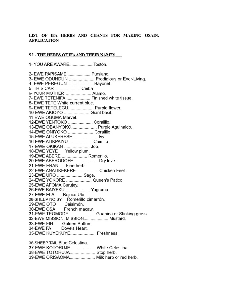 Ifá Herbs and Their Uses | PDF