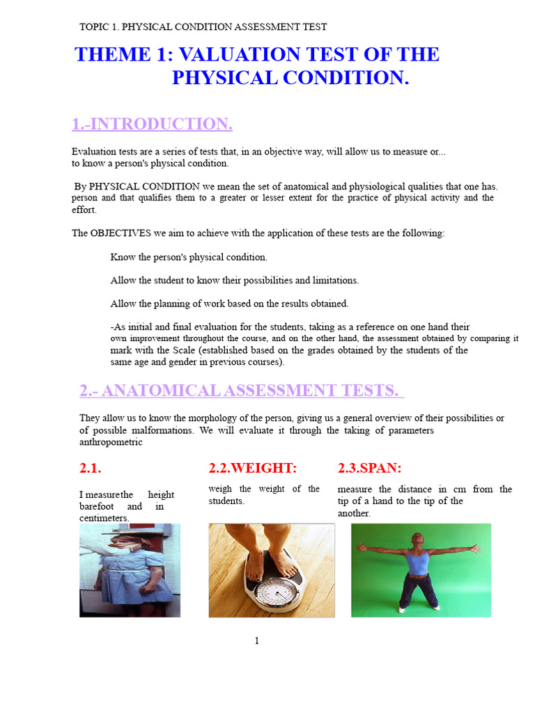 Physical Condition Assessment Tests | PDF | Foot | Anatomical Terms Of ...